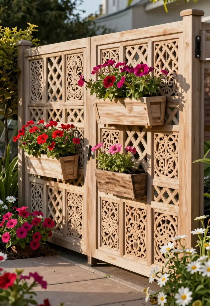 14 Lattice Privacy Fence Ideas That Block Views Fast - 10. Lattice Fence with Decorative Panels 1