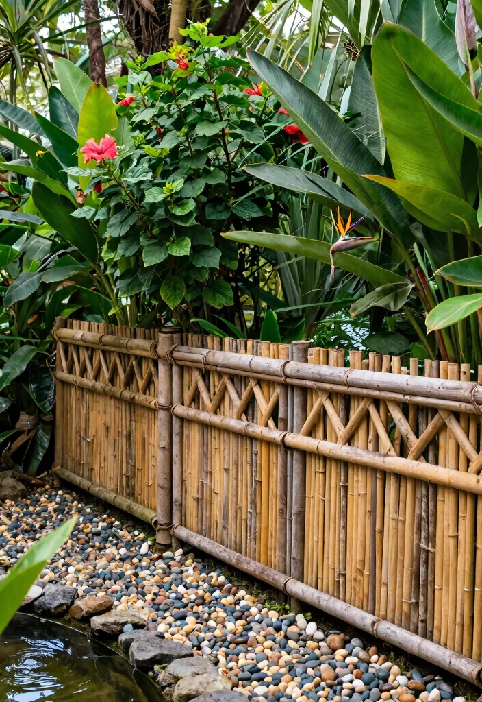 14 Lattice Privacy Fence Ideas That Block Views Fast - 3. Rustic Bamboo Lattice Fence 1