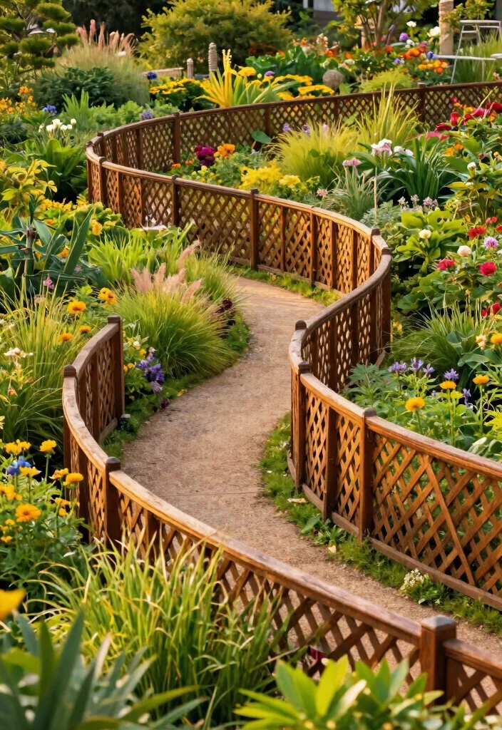 14 Lattice Privacy Fence Ideas That Block Views Fast - 8. Curved Lattice Fence 1