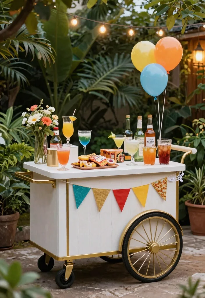 14 Outdoor Bar Ideas on a Budget That Don't Need Plumbing - 12. Mini Bar on Wheels 1