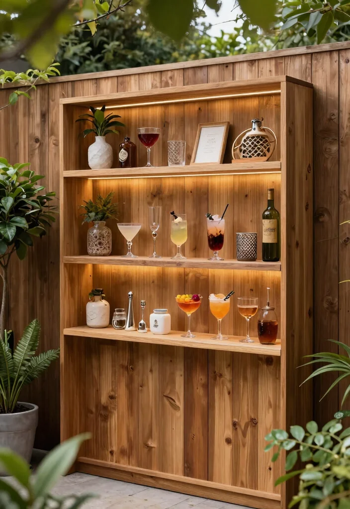 14 Outdoor Bar Ideas on a Budget That Don't Need Plumbing - 13. Outdoor Bar Shelf 1