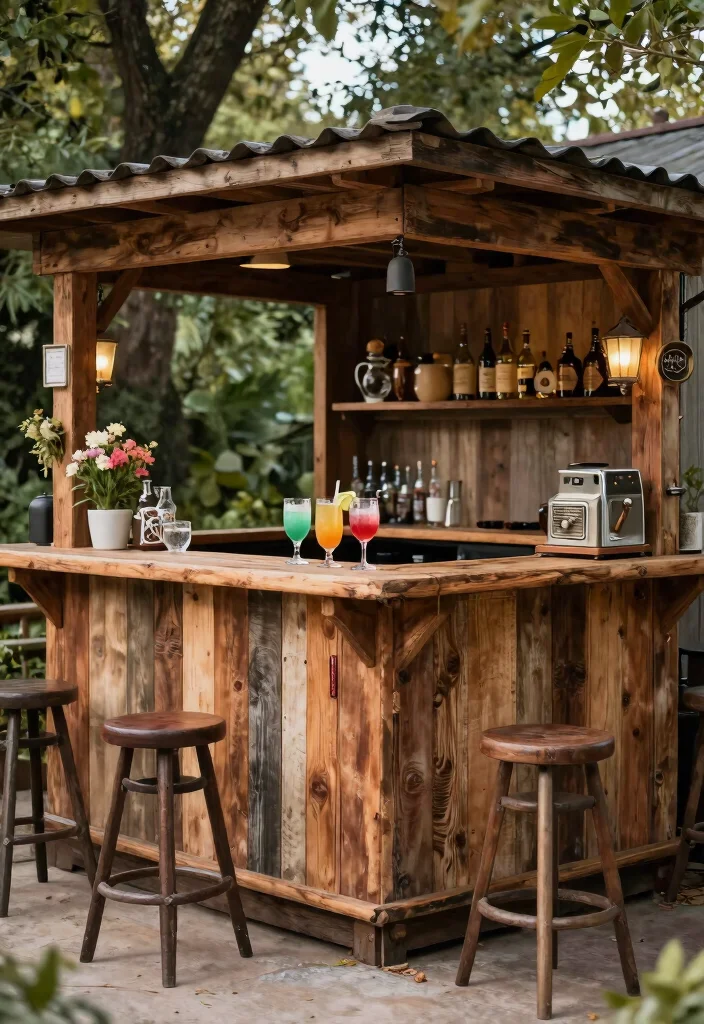 14 Outdoor Bar Ideas on a Budget That Don't Need Plumbing - 14. DIY Rustic Bar 1