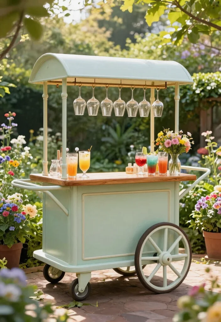14 Outdoor Bar Ideas on a Budget That Don't Need Plumbing - 3. Garden Cart Bar 1