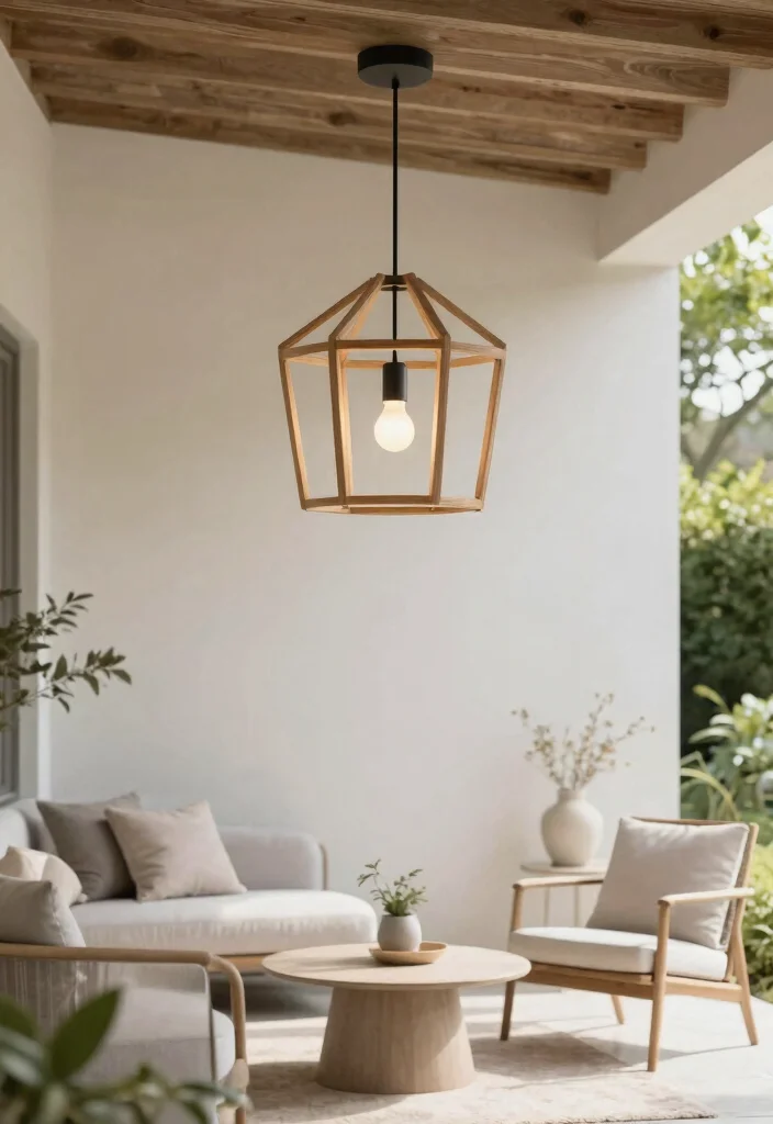 14 Outdoor Chandelier Porch Ideas That Hang Without Electrical Work - 10. Scandinavian Minimalist Chandelier 1