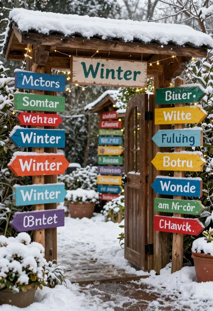 14 Outdoor Holiday Decor Ideas That Transition Through Winter - 10. Seasonal Garden Signs 1