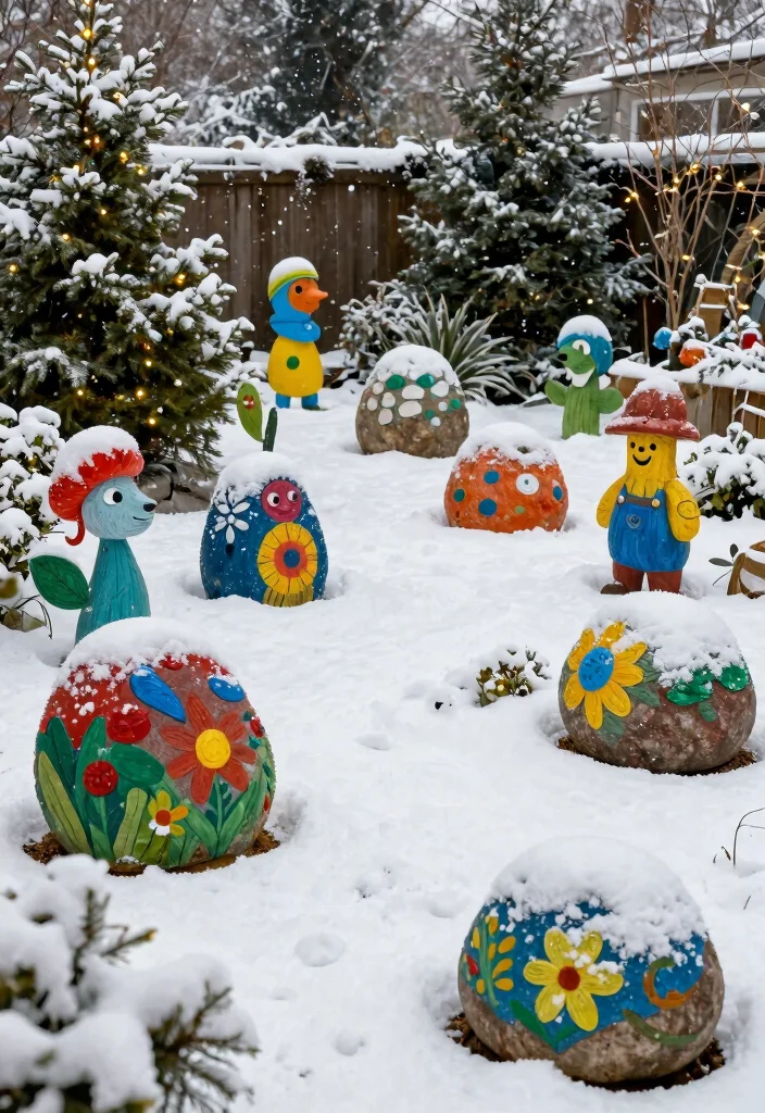 14 Outdoor Holiday Decor Ideas That Transition Through Winter - 14. Seasonal Garden Art 1
