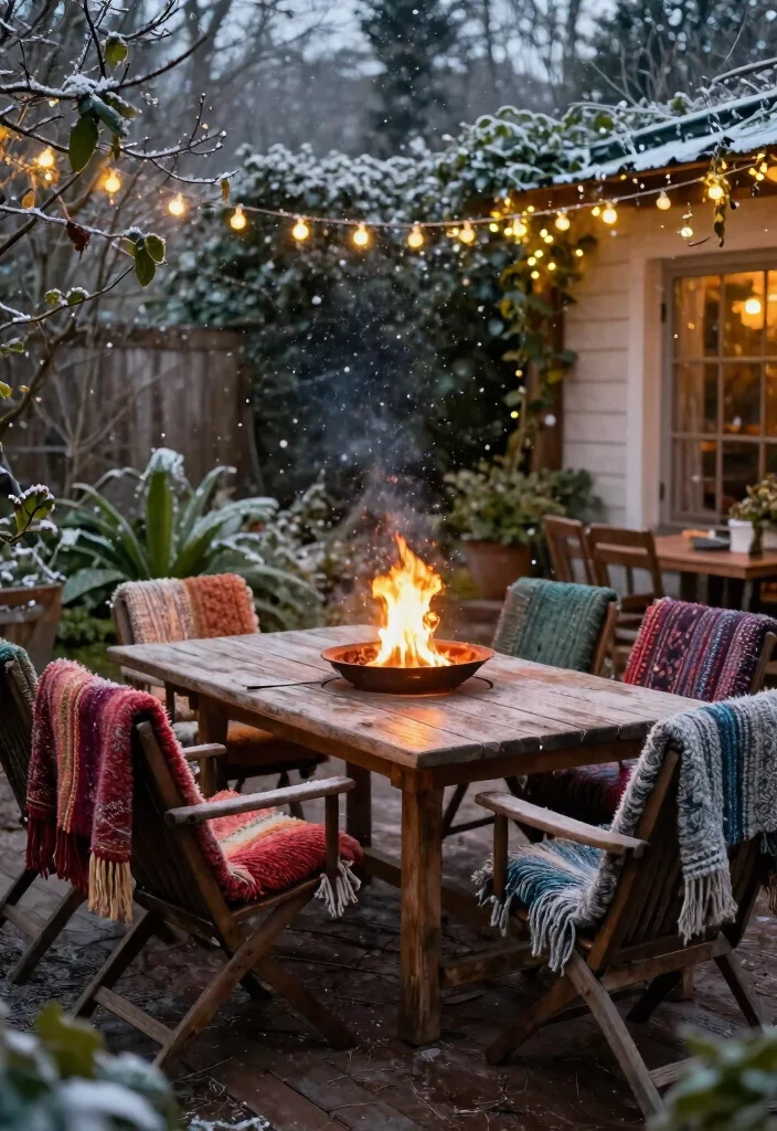 14 Outdoor Holiday Decor Ideas That Transition Through Winter - 3. Cozy Blankets and Throws 1