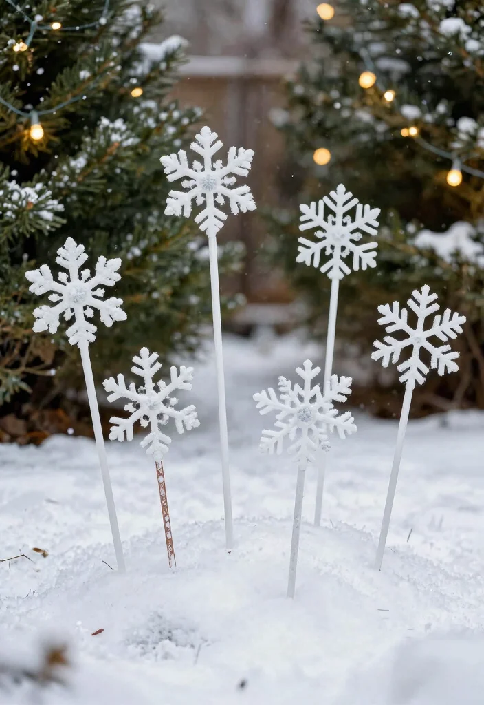 14 Outdoor Holiday Decor Ideas That Transition Through Winter - 8. Unique Garden Stakes 1