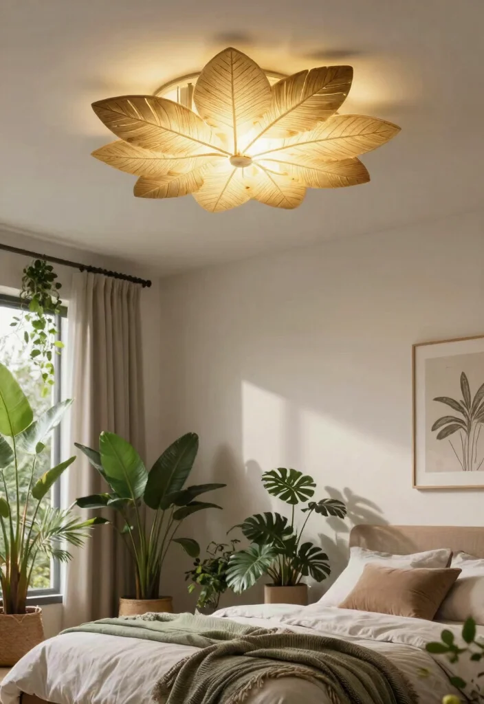 15 Bedroom Ceiling Light Ideas That Set the Mood Without Rewiring - 11. Biophilic Design Lighting 1