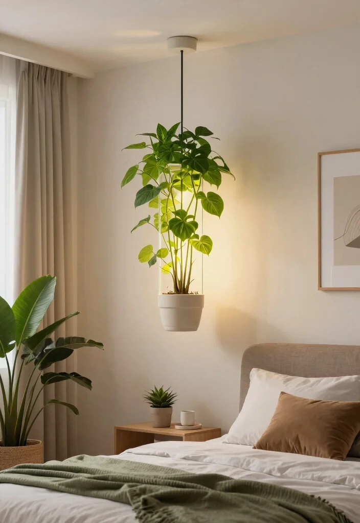 15 Bedroom Ceiling Light Ideas That Set the Mood Without Rewiring - 14. Potted Light Fixtures 1