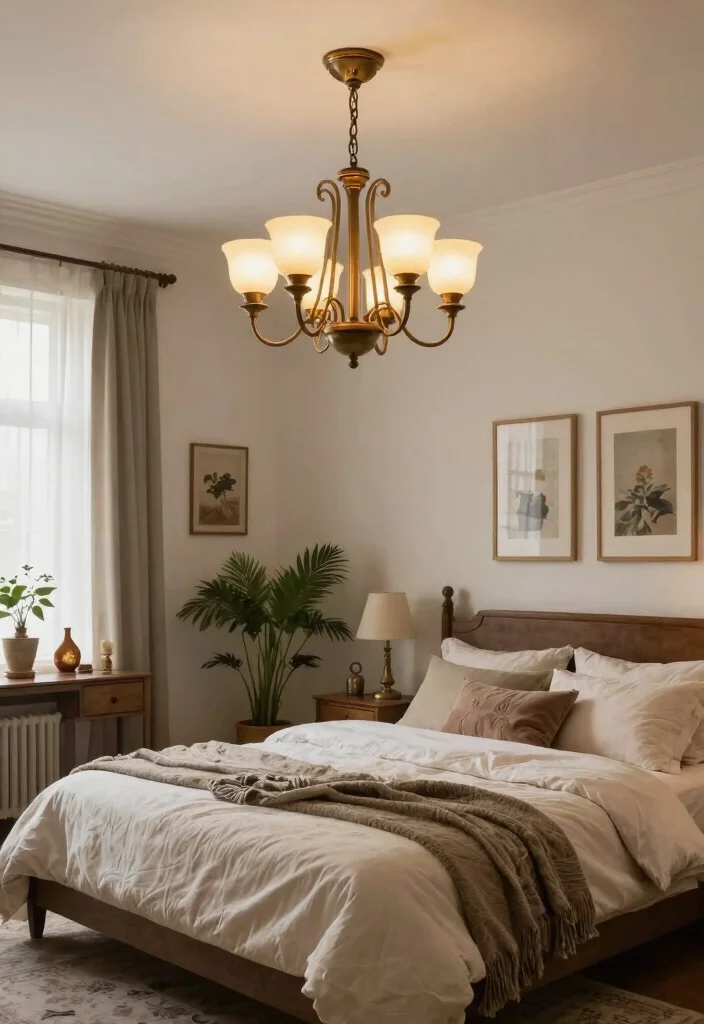 15 Bedroom Ceiling Light Ideas That Set the Mood Without Rewiring - 4. Vintage-Inspired Fixtures 1