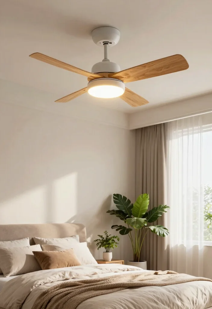 15 Bedroom Ceiling Light Ideas That Set the Mood Without Rewiring - 7. Eco-Friendly Ceiling Fans with Lights 1