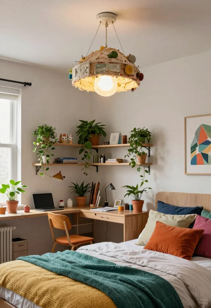 15 Bedroom Ceiling Light Ideas That Set the Mood Without Rewiring - 8. Creative DIY Light Fixtures 1