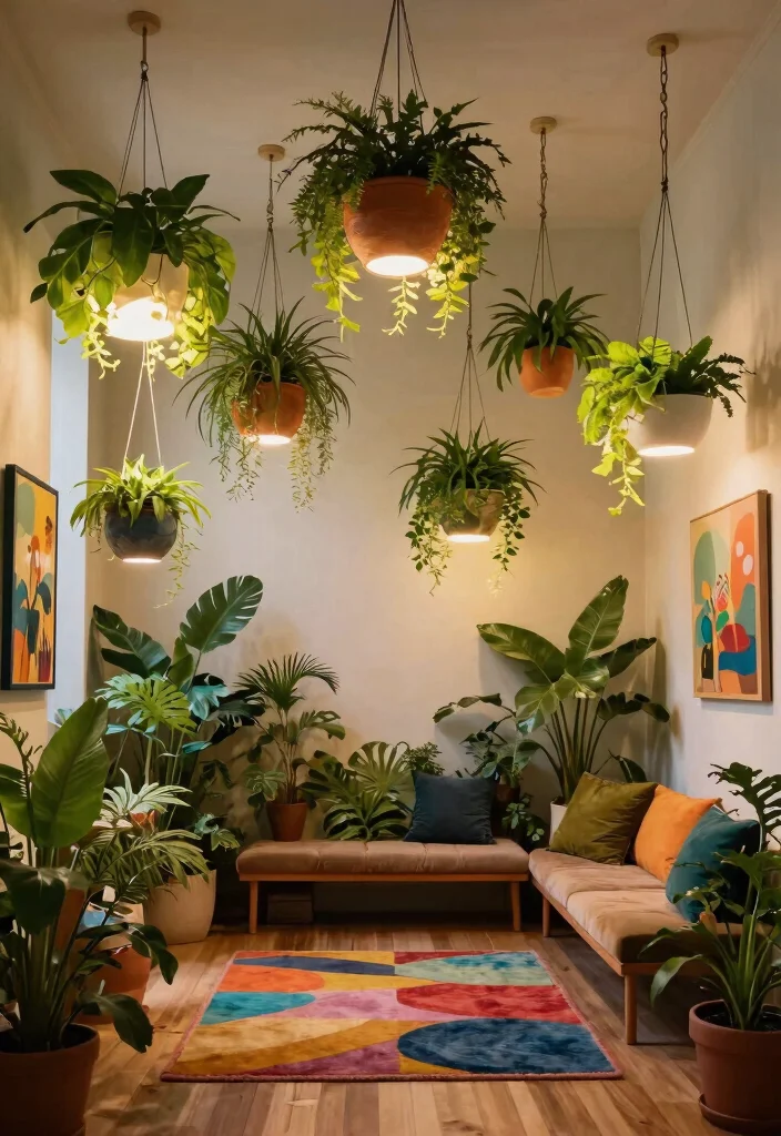15 Ceiling Pendant Light Ideas That Hang Low Without Hitting Your Head - 10. Artistic Hanging Planters as Lights 1