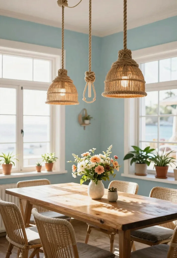 15 Ceiling Pendant Light Ideas That Hang Low Without Hitting Your Head - 11. Nautical Rope Pendant Lights 1