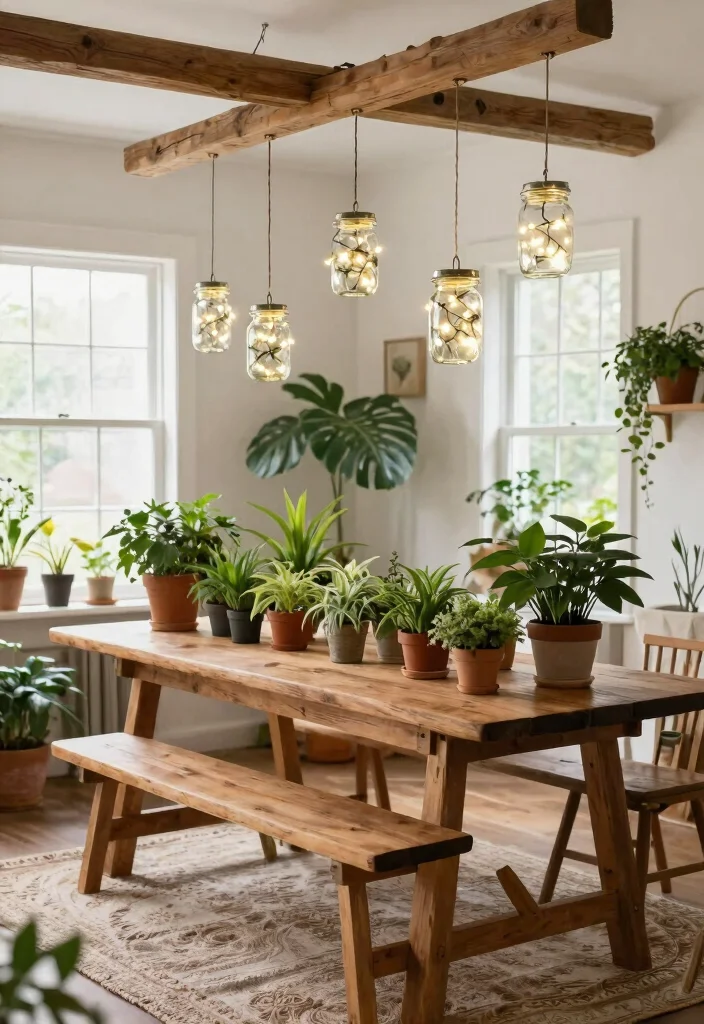 15 Ceiling Pendant Light Ideas That Hang Low Without Hitting Your Head - 4. Rustic Mason Jar Lights 1