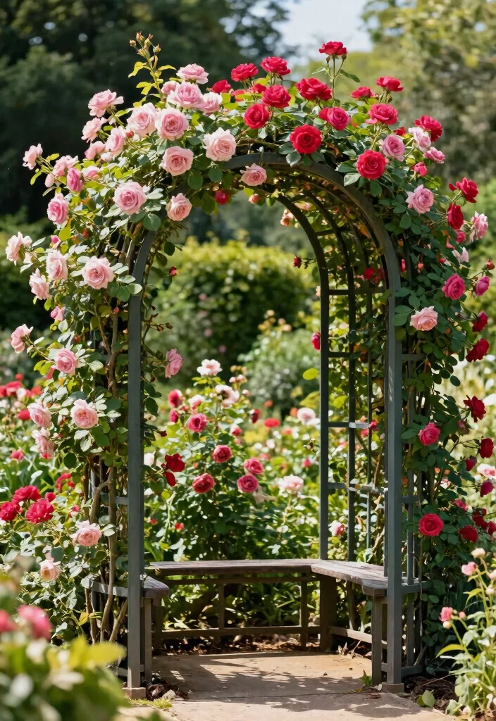 15 Climbing Rose Trellis Ideas That Support Heavy Blooms Without Tipping - 14. Circular Trellis Structure 1