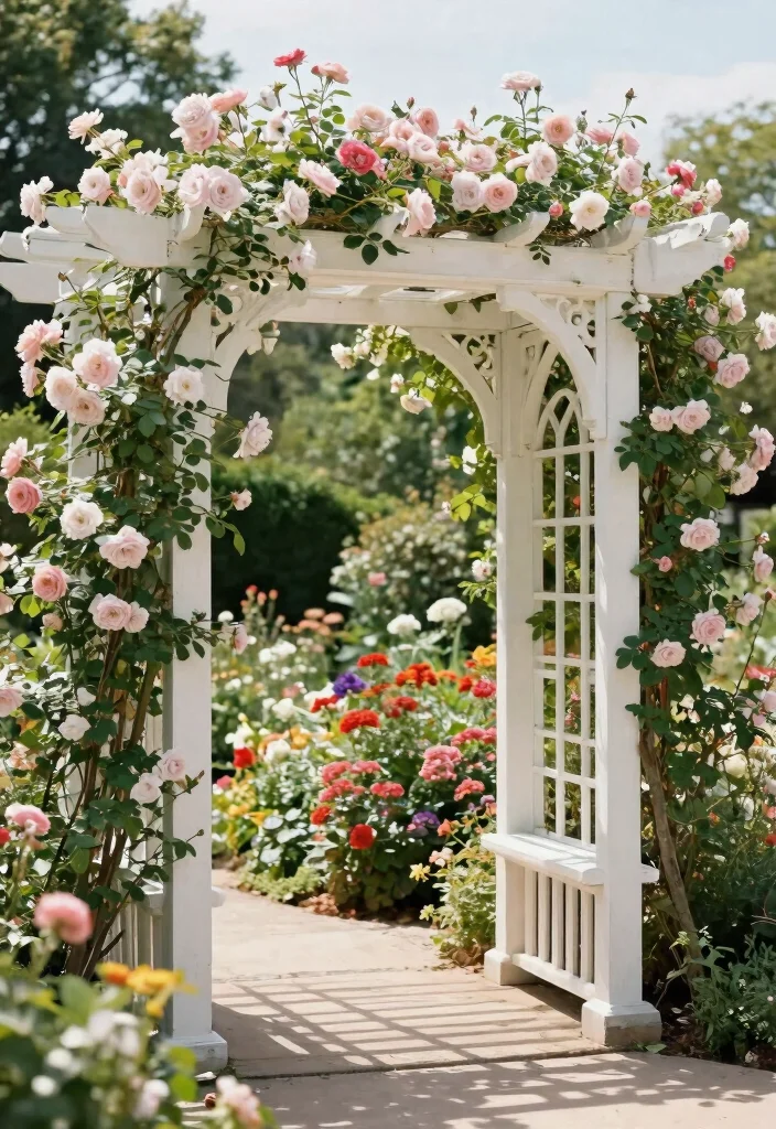 15 Climbing Rose Trellis Ideas That Support Heavy Blooms Without Tipping - 3. Elegant Archway Pergola 1