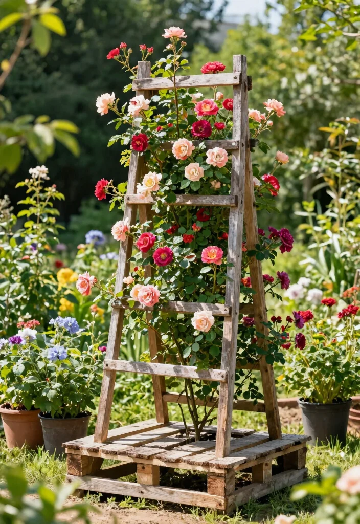 15 Climbing Rose Trellis Ideas That Support Heavy Blooms Without Tipping - 4. DIY Pallet Trellis 1