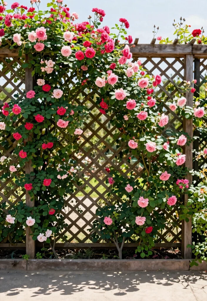 15 Climbing Rose Trellis Ideas That Support Heavy Blooms Without Tipping - 9. Horizontal Lattice Trellis 1