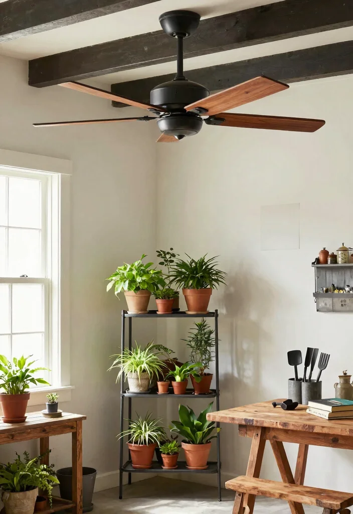 15 Farmhouse Style Ceiling Fan Ideas That Don't Look Cheap - 2. Vintage Industrial Fan 1