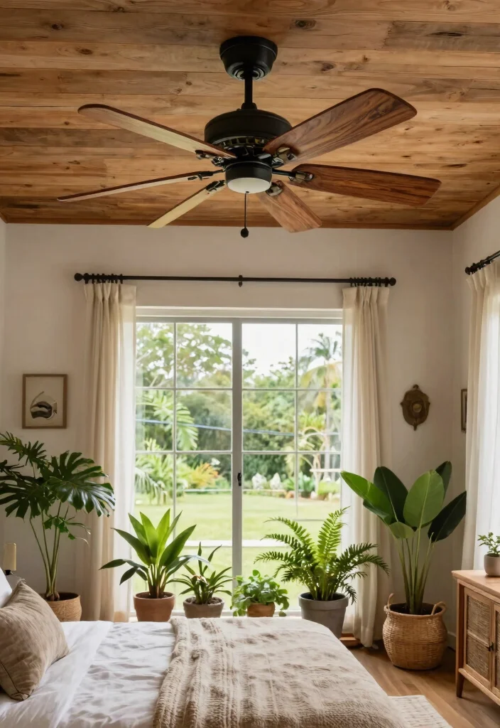 15 Farmhouse Style Ceiling Fan Ideas That Don't Look Cheap - 4. Country Chic Fan with Wood Blades 1