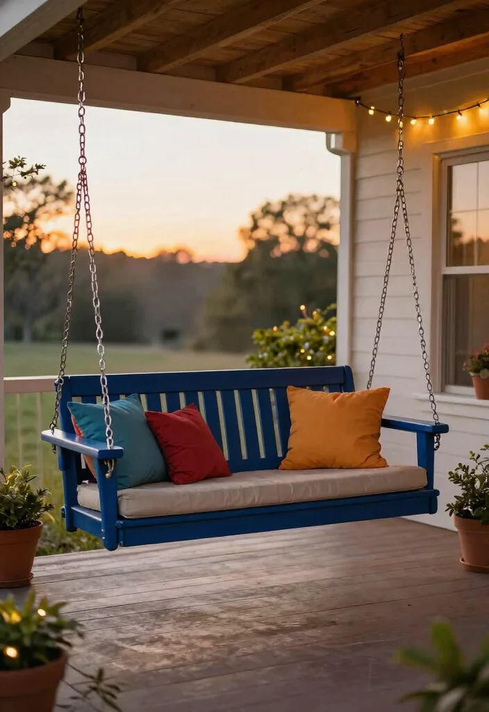 15 Front Porch Swing Ideas That Support Two Adults Safely - 1. Classic Wooden Swing with a Twist 1