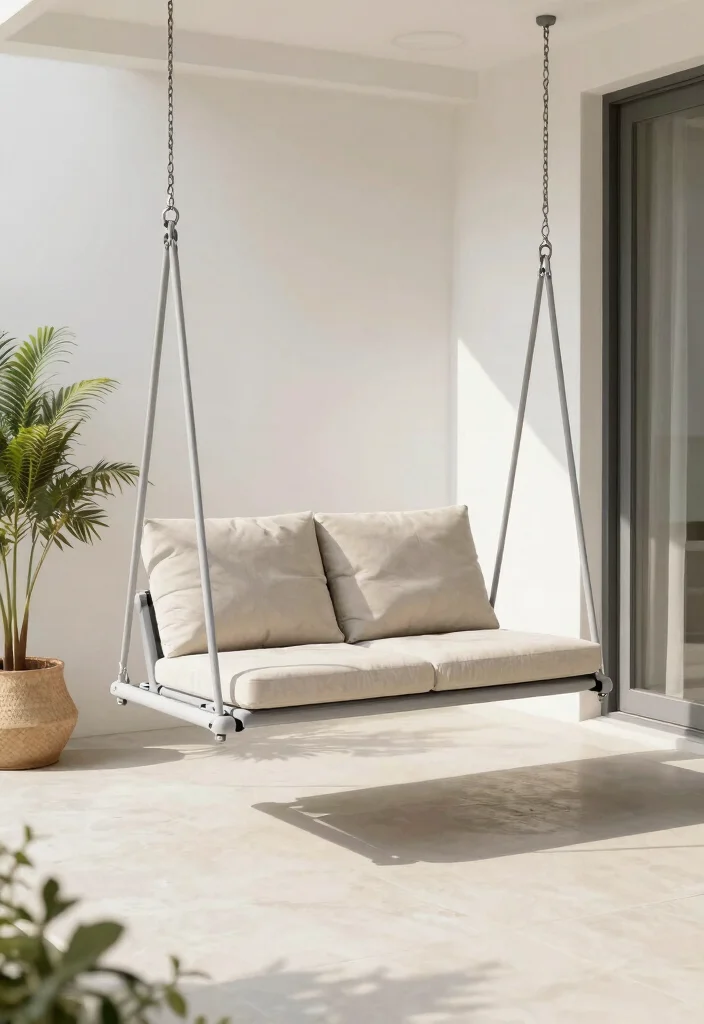 15 Front Porch Swing Ideas That Support Two Adults Safely - 13. Folding Swing for Small Spaces 1