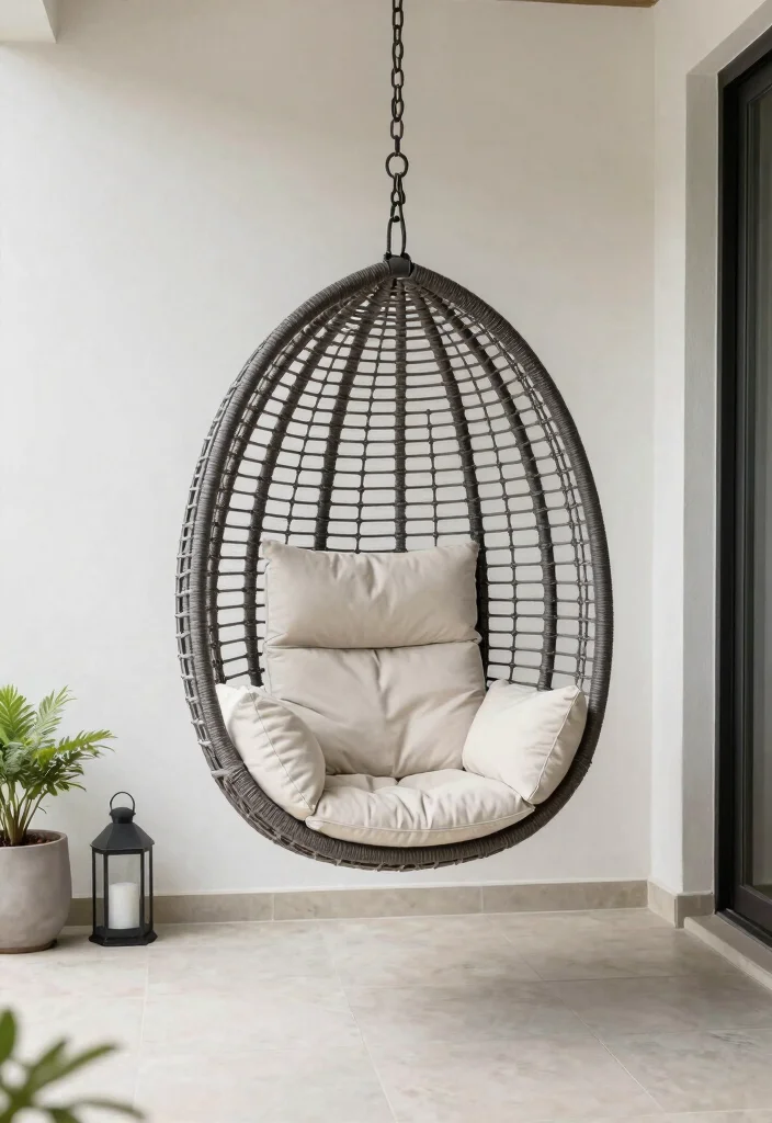 15 Front Porch Swing Ideas That Support Two Adults Safely - 8. Minimalist Hanging Chair 1