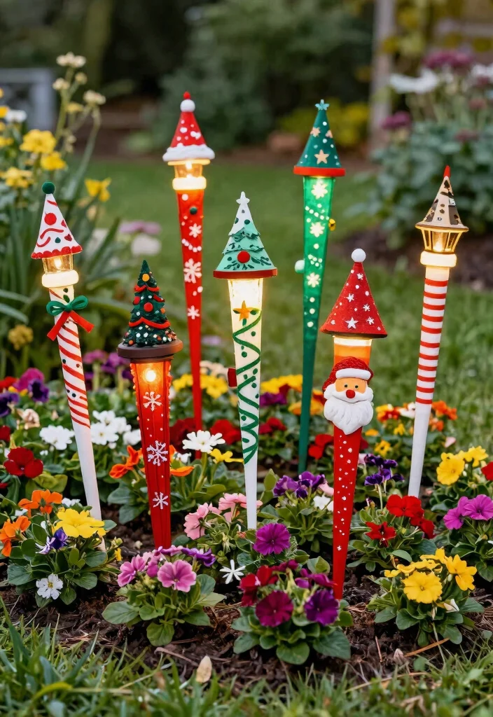 15 Outdoor Christmas Decorations That Survive Wind and Rain - 11. Resilient Garden Stakes 1