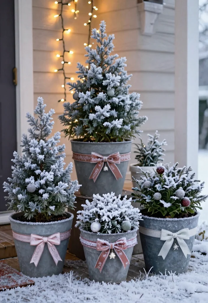 15 Outdoor Christmas Decorations That Survive Wind and Rain - 5. Frost-Resistant Potted Plants 1