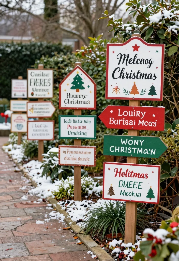 15 Outdoor Christmas Decorations That Survive Wind and Rain - 6. Sturdy Christmas Yard Signs 1