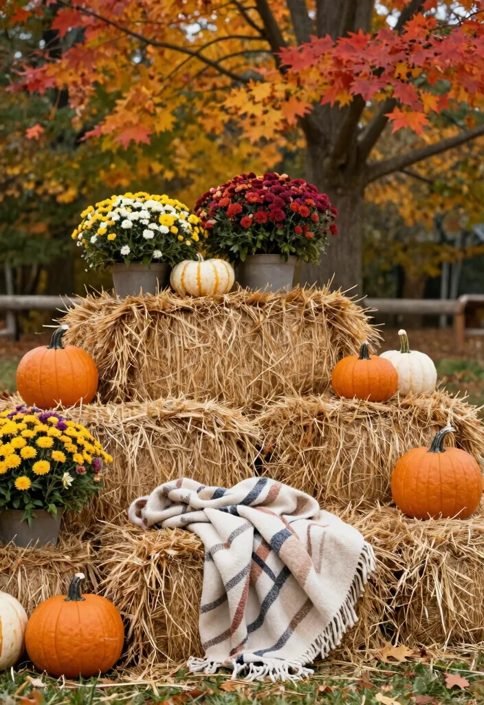 15 Outdoor Halloween Decor Ideas That Don't Blow Away - 13. Rustic Hay Bale Displays 1