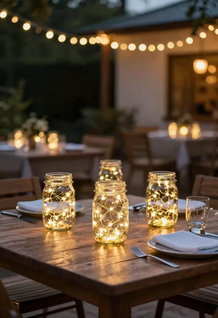 15 Outdoor Patio Lights That Install Without Hardwiring - 6. Fairy Lights in Mason Jars 1