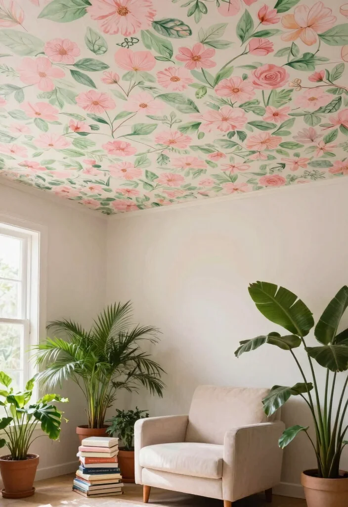 15 PVC False Ceiling Ideas That Look High-End on a Budget - 11. Floral Patterns for a Feminine Touch 1