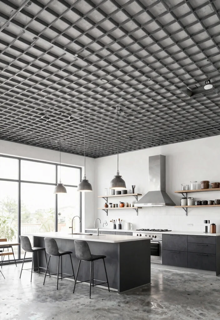 15 PVC False Ceiling Ideas That Look High-End on a Budget - 9. Industrial-Inspired Grid Ceilings 1