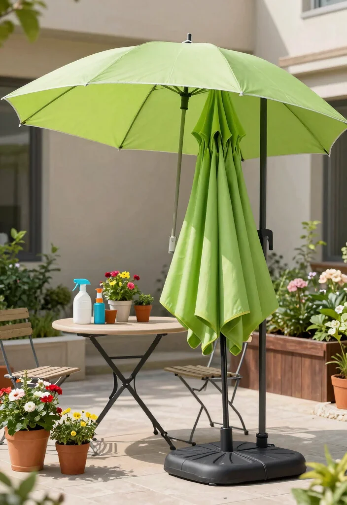 15 Patio Umbrella Ideas That Stay Put in Wind Without Tipping Over - 15. Collapsible Umbrellas for Easy Storage 1
