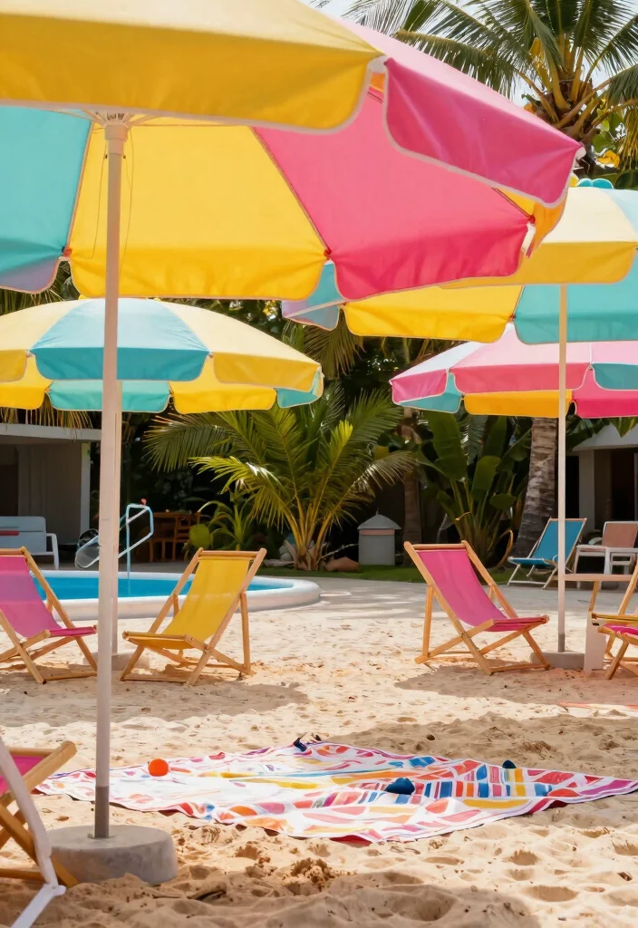 15 Patio Umbrella Ideas That Stay Put in Wind Without Tipping Over - 3. Beach-Style Umbrellas for a Casual Vibe 1