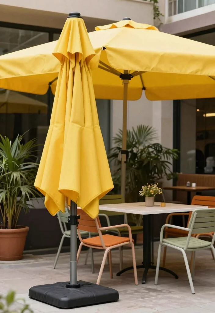 15 Patio Umbrella Ideas That Stay Put in Wind Without Tipping Over - 9. Retractable Folding Umbrellas 1