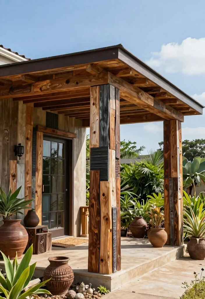 15 Porch Column Wraps That Hide Damage and Weather Wear - 12. Recycled Materials for Eco-Friendly Wraps 1