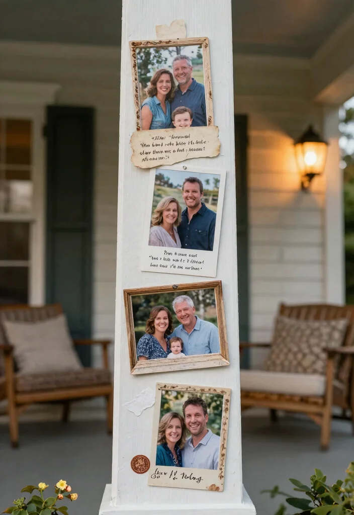 15 Porch Column Wraps That Hide Damage and Weather Wear - 15. Wraps Incorporating Personal Mementos 1