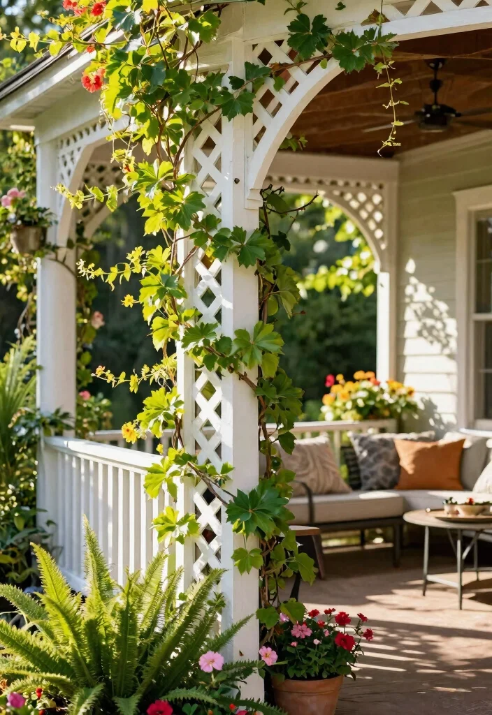 15 Porch Column Wraps That Hide Damage and Weather Wear - 2. Lattice and Trellis Designs 1
