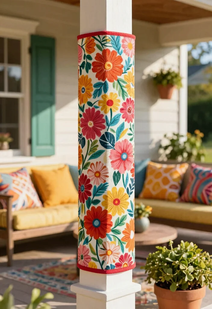 15 Porch Column Wraps That Hide Damage and Weather Wear - 4. Decorative Fabric Sleeves 1