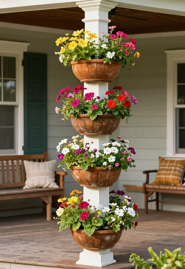 15 Porch Column Wraps That Hide Damage and Weather Wear - 7. Column Wraps with Built-in Planters 1