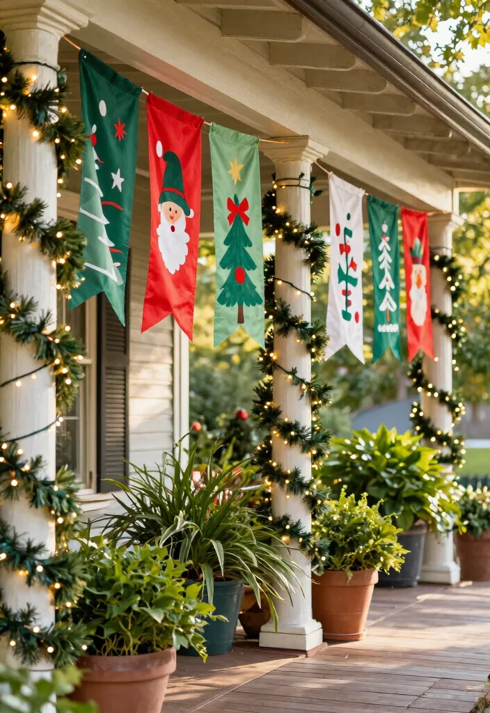 15 Porch Column Wraps That Hide Damage and Weather Wear - 8. Seasonal Banners and Décor 1
