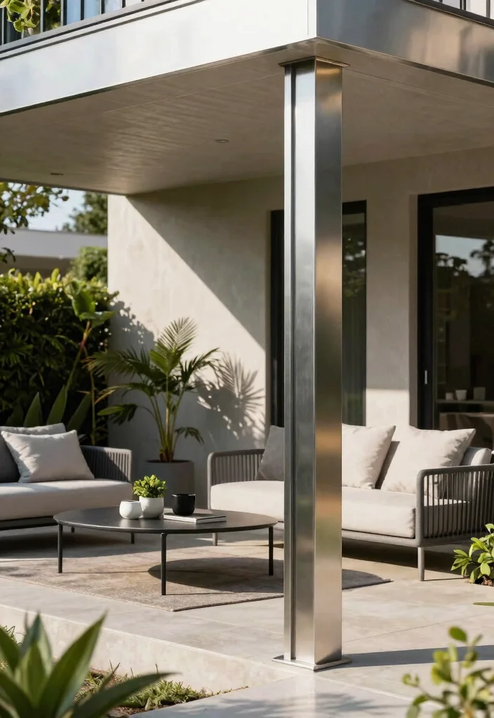 15 Porch Column Wraps That Hide Damage and Weather Wear - 9. Metal Column Wraps for a Modern Touch 1