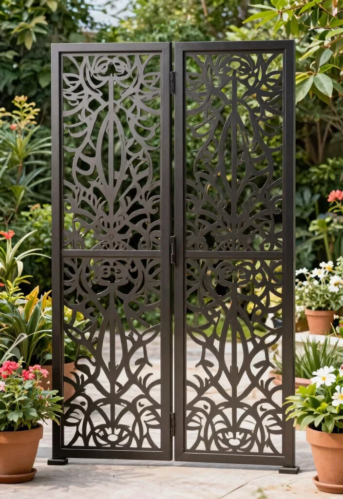 15 Privacy Fence Panels Ideas That Block Views Fast - 4. Elegant Metal Screening 1