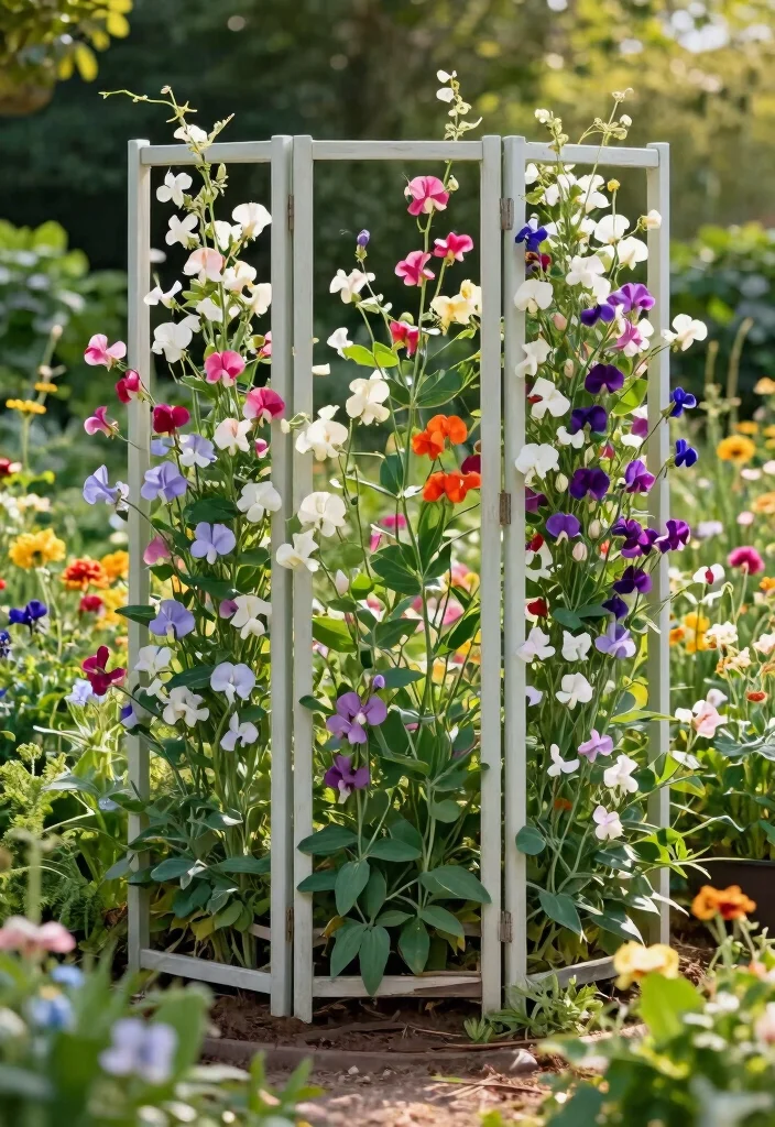 15 Sweet Pea Trellis Ideas That Support Heavy Vines All Season - 15. Multi-Panel Modular Trellis 1