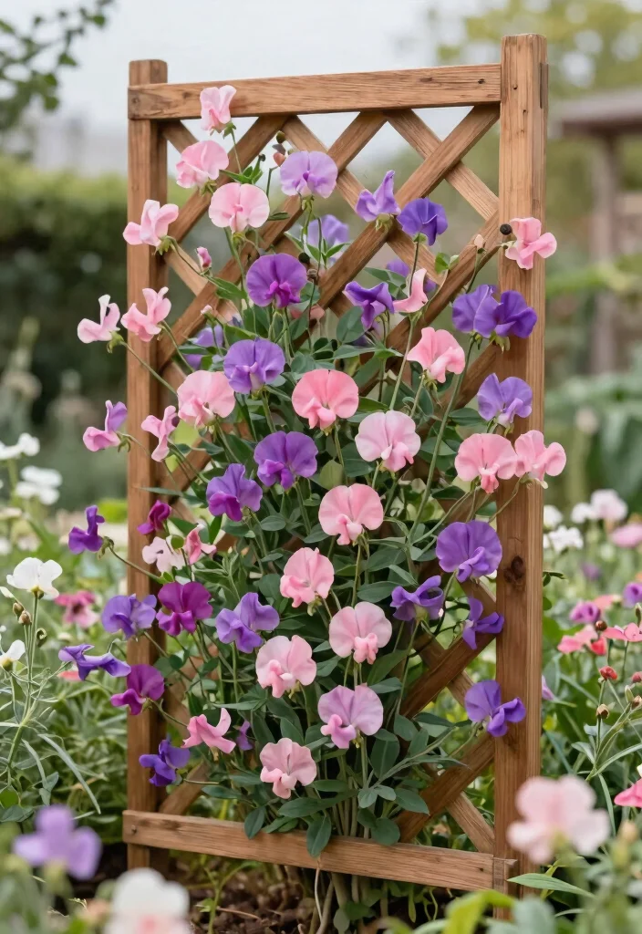 15 Sweet Pea Trellis Ideas That Support Heavy Vines All Season - 4. Trellis Wall Panels 1