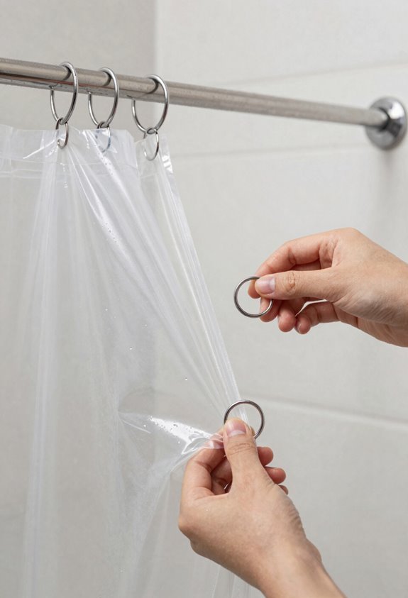 detach curtain remove rings dust free